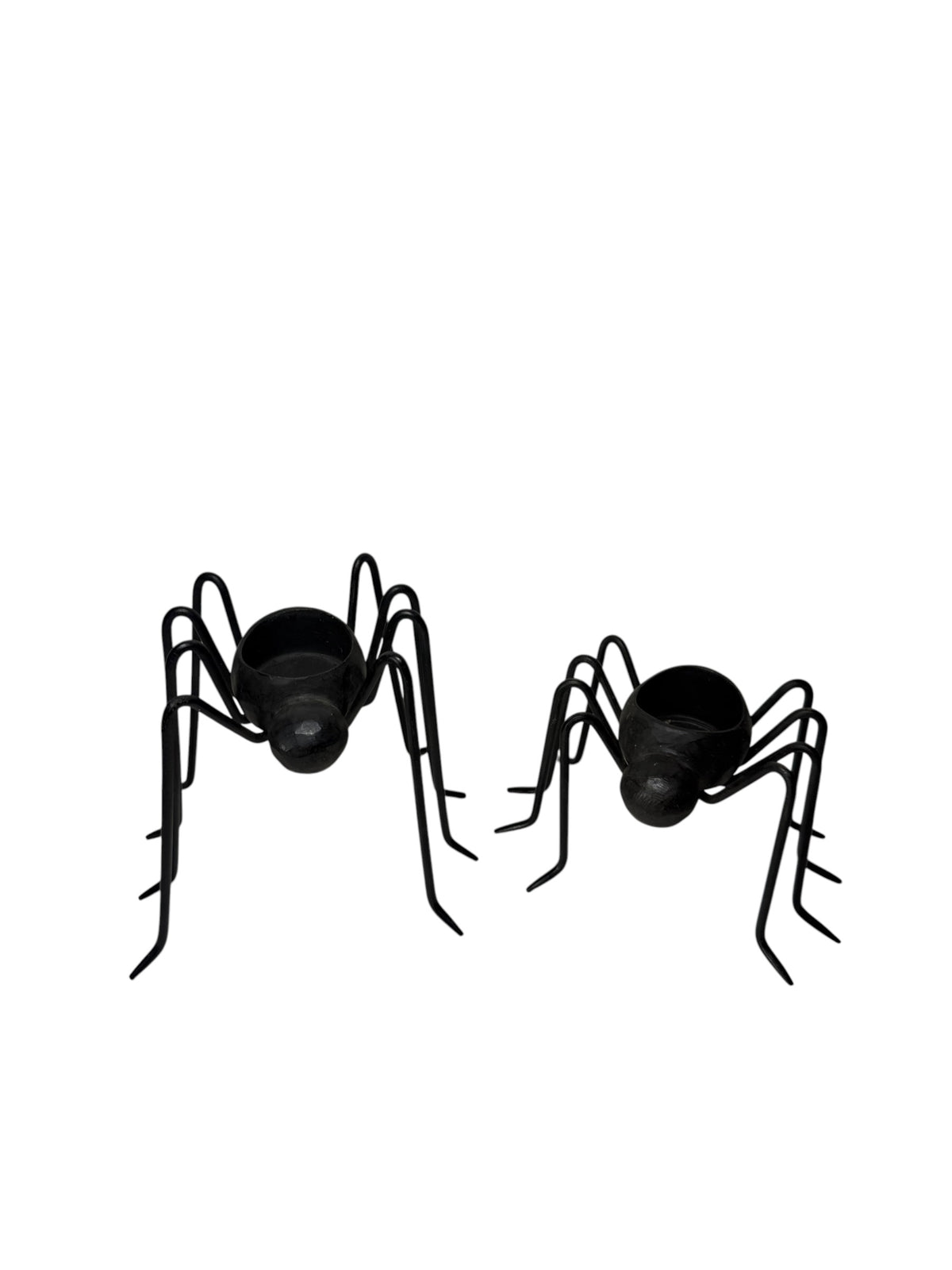 Set of 2 Metal Spider Tealight Candle Holders - Halloween Decor - 2 Sizes