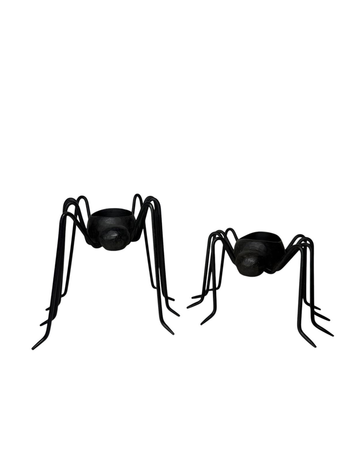 Set of 2 Metal Spider Tealight Candle Holders - Halloween Decor - 2 Sizes