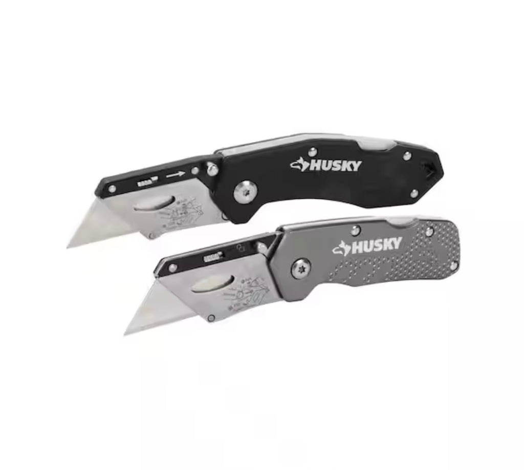 Husky 2 Pack Folding Utility Knife Set