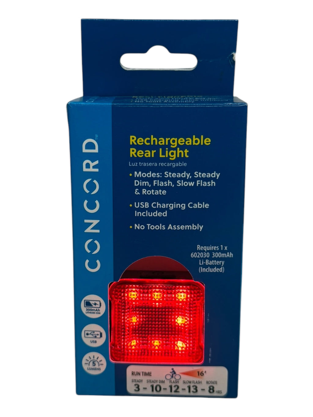 Concord Rechargeable Rear Bicycle Light