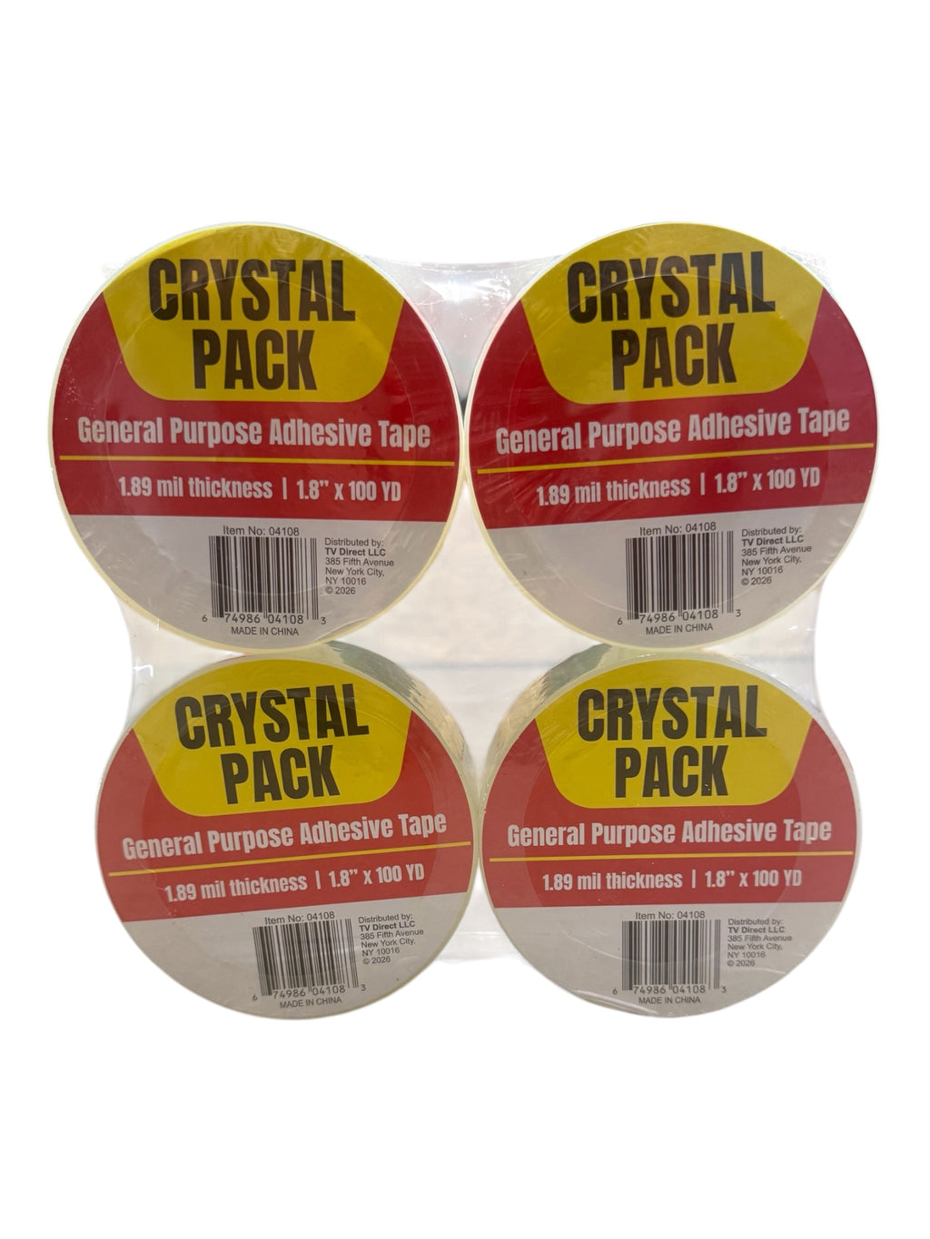 4-Pack Crystal Pack General Purpose Adhesive Tape