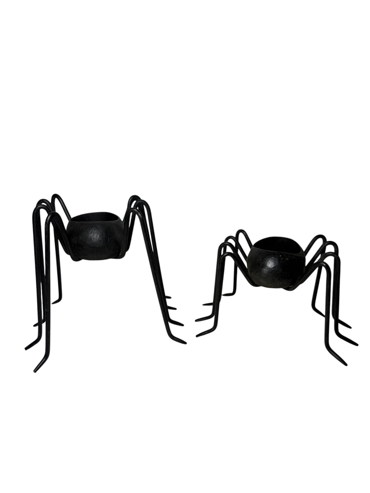 Set of 2 Metal Spider Tealight Candle Holders - Halloween Decor - 2 Sizes