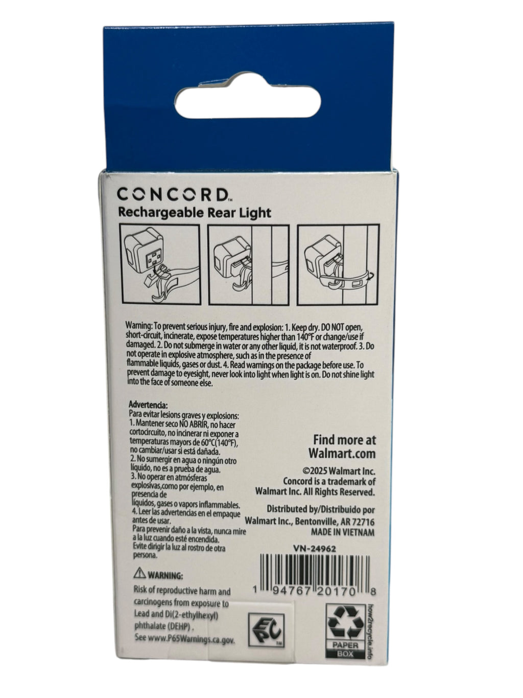 Concord Rechargeable Rear Bicycle Light