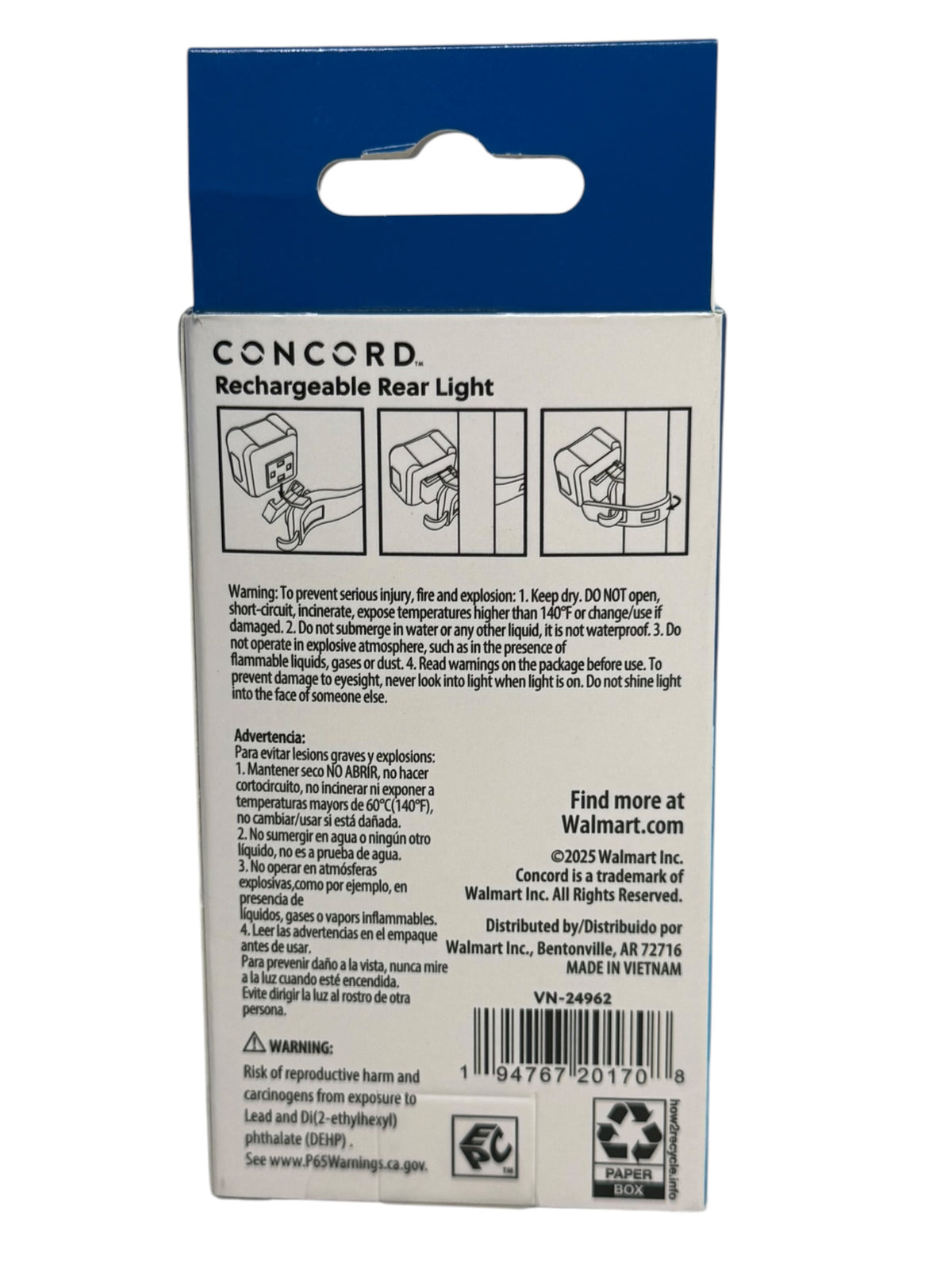 Concord Rechargeable Rear Bicycle Light